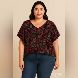 Emily Wonder Boho Floral Flutter-sleeve Top🌺